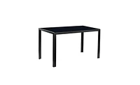 Simple Assembled Tempered Glass & Iron Dinner Table