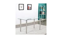 Simple Assembly Glass and Iron Dining Table – Sleek, Modern, and Functional