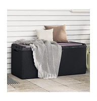 Patio Storage Box with Seat Cushion Chest Blanket Garden Outdoor Pp