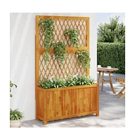 Planter with Trellis 39.4"x12.6"x65" Solid Wood Acacia