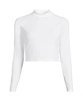 Lands' End Women's Plus Long Sleeve Cropped Upf 50 Rash Guard