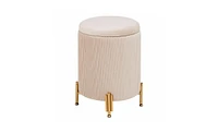 Round Vanity Stool Chair with 23Qt Storage and Padded Seat