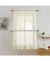 Hlc.me Sophia Floral Rod Pocket Lace Semi Sheer Voile Short Valance for Small Windows