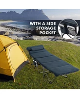 Folding Retractable Travel Camping Cot with Mattress and Carry Bag