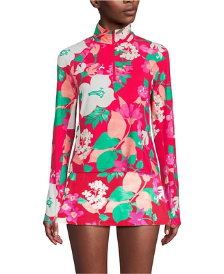 Lands' End Women's Long Sleeve Quarter Zip Upf 50 Rash Guard