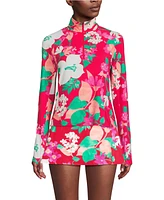 Lands' End Women's Long Sleeve Quarter Zip Upf 50 Rash Guard