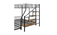 Space-Saving Metal Bunk Bed with Trundle and Storage Steps