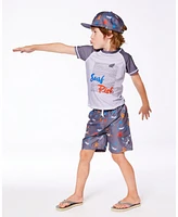 Deux par Boys Short Sleeve Rashguard Dark And Light Gray