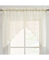 Hlc.me Isabella Floral Rod Pocket Lace Short Cafe Swags for Small Windows - 28 x 36 Inch Length ( Swags