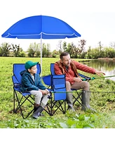 Portable Folding Picnic Double Chair With Umbrella