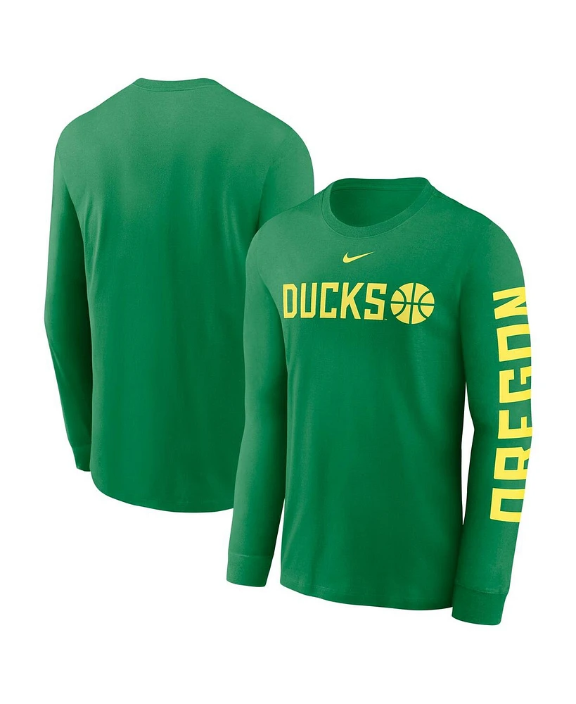 Nike Men's Apple Green Oregon Ducks Basketball Icon Two-Hit Long Sleeve T-Shirt