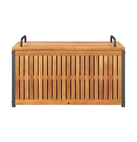Patio Cushion Box 33.5"x17.7"x17.7"/20.9" Solid Wood Acacia and Steel