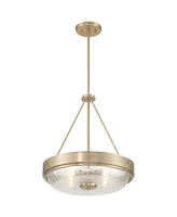 Carmine 16 3/4" Modern Pendant Chandelier Ceiling Light Fixture Dining Room Over Table Kitchen Island Foyer Bowl Hanging Round Brass Finish Glass Hall