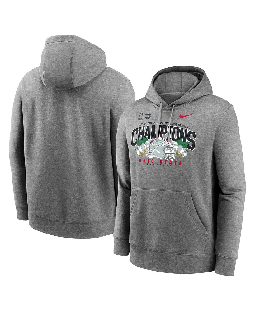 Nike Men's Heather Gray Ohio State Buckeyes College Football Playoff 2025 Cotton Bowl Champions Club Fleece Pullover Hoodie