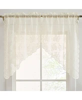 Hlc.me Jolene Floral Rod Pocket Lace Short Cafe Swags for Small Windows - 28 x 36 Inch Length ( Swags