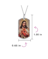 Bling Jewelry Unisex Oval Sacred Heart Jesus Pendant Necklace in Sterling Silver