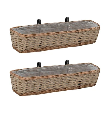 Balcony Planter 2 pcs Wicker with Pe Lining 31.5"