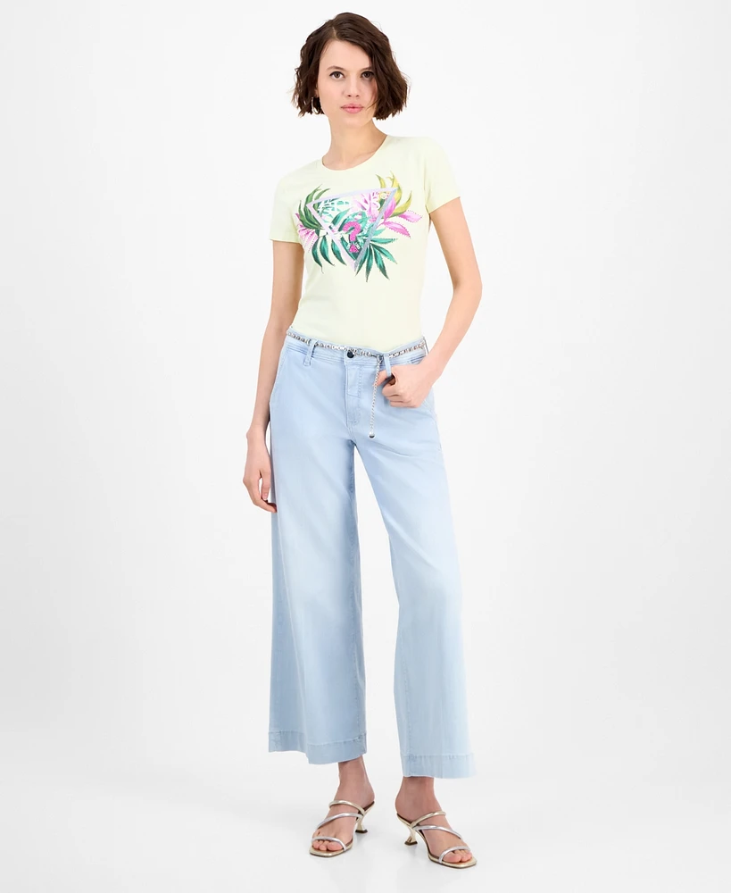 Guess Women's Zoya Cropped Wide-Leg Jeans