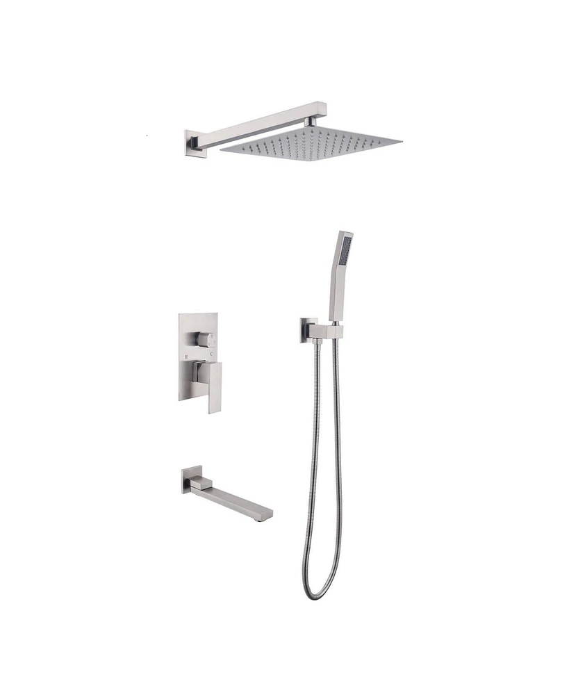 Shower System 10 Inch Square Bathroom Luxury Rain Mixer Shower Combo Set