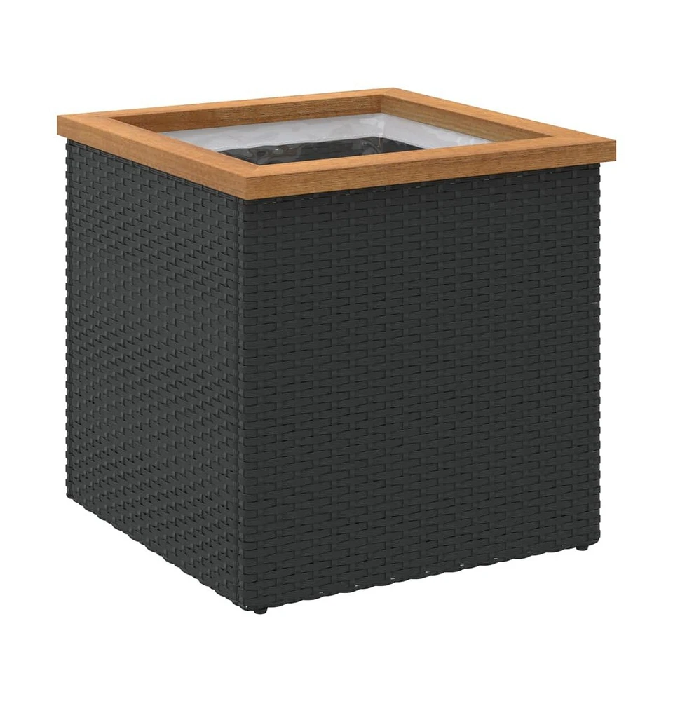 Planter Black 15.7"x15.7"x15.7" Poly Rattan