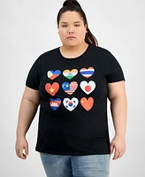 Hybrid Apparel Trendy Plus Aapi Hearts Graphic Tee