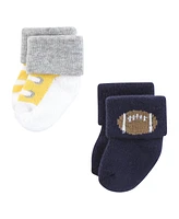 Hudson Baby Infant Boy Cotton Rich Newborn and Terry Socks, Sports Rookie, 6-12 Months