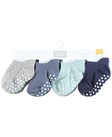 Hudson Baby Boys Non-Skid No-Show Socks, Blue Gray Teal