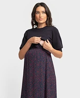 Seraphine Women's Maternity Nursing Bell Sleeve Knit Topper Dress