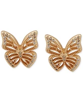 lonna & lilly Gold-Tone Cubic Zirconia Beaded Butterfly Stud Earrings