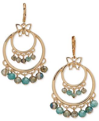 lonna & lilly Gold-Tone Pave Glass Crystal Butterfly Beaded Drop Earrings