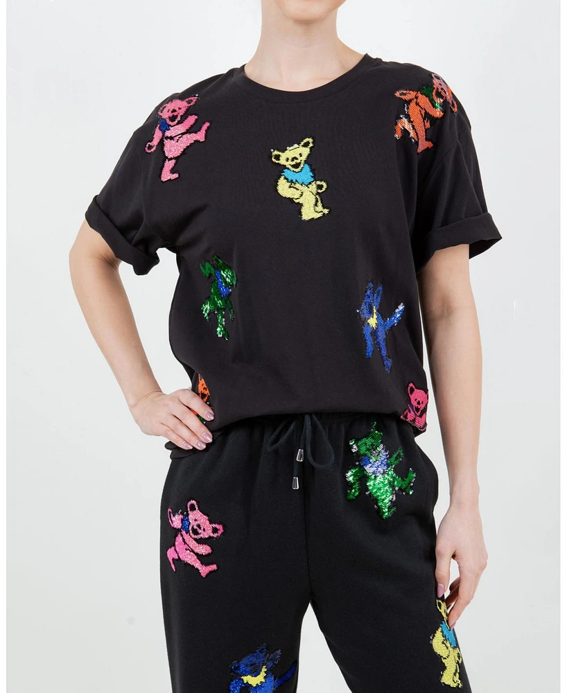 Grateful Dead Dancing Bears Sequin Relaxed T-Shirt