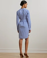 Lauren Ralph Women's Striped Belted Broadcloth Shirtdress