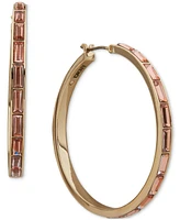 Dkny Colored Glass Stone Baguette Medium Hoop Earrings, 1.47"