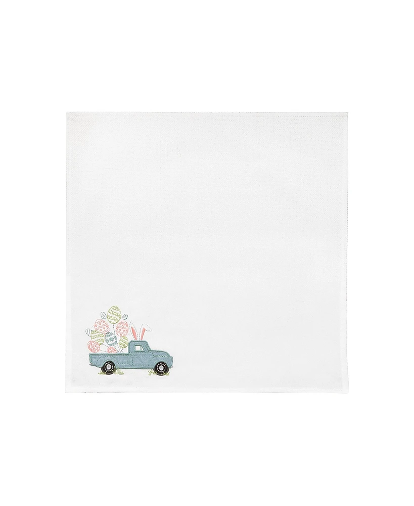 Hippity Hoppity Easter Truck Single Embroidered Cloth Napkin