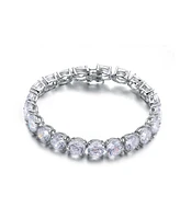 Sterling Silver White Gold Plated with Dazzling Clear Cubic Zirconia Tennis Bracelet