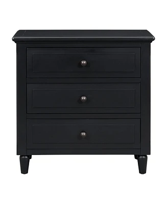 3-Drawer Nightstand Storage Wood Cabinet