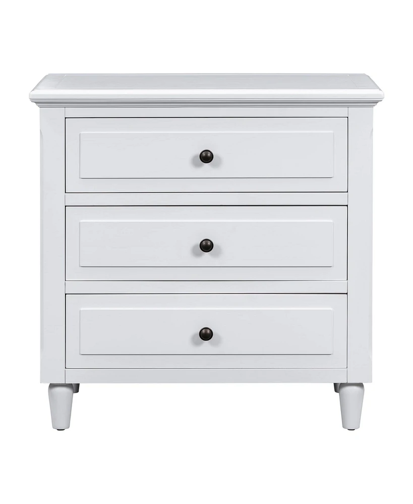 3-Drawer Nightstand Storage Wood Cabinet