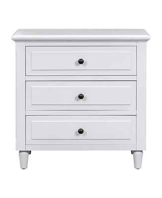 3-Drawer Nightstand Storage Wood Cabinet