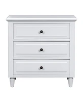 3-Drawer Nightstand Storage Wood Cabinet