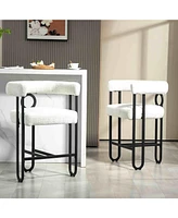 Set of 2 Modern Upholstered Bar Stools with Curved Backrest for Kitchen Island or Pub-The Pop Home