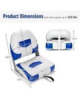 Set of 2 Folding Low Back Fishing Boat Seat with Stainless Steel Screws