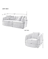 3PCS Upholstered Sofa Set, Modern Arm Chair for Living Room and Bedroom, with 5 Pillows