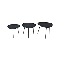 Reeves Abstract Contemporary Solid Acacia Wood Nesting End Tables (Set of 3)