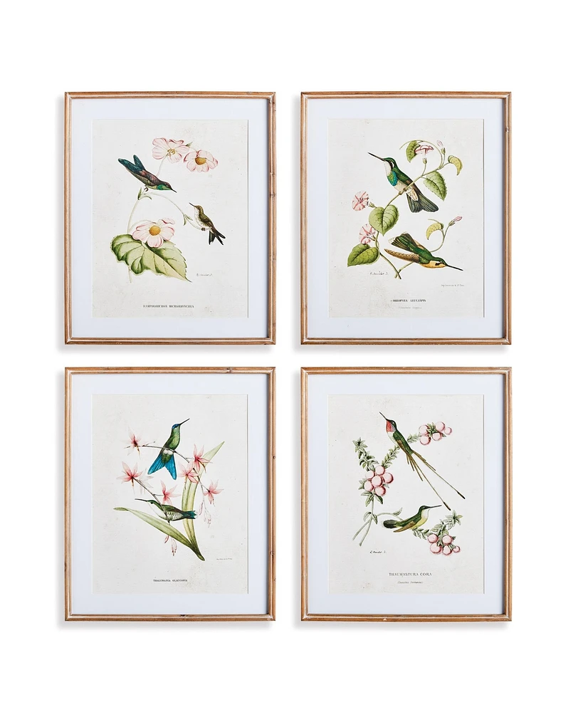 22.75"W x 1"D x 27.5"H Hummingbirds With Blush Blooms Framed Wall Art Set of 4