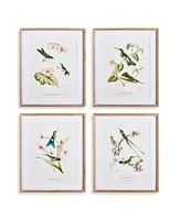 22.75"W x 1"D x 27.5"H Hummingbirds With Blush Blooms Framed Wall Art Set of 4