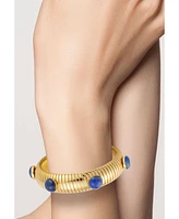 Rachel Zoe Gold Plated Bold Tubogas Bangle Bracelet with Synthetic Lapis