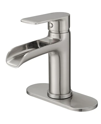 Waterfall Single Handle Hole Low-Arc Modern Bathroom Faucet