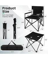 Outdoor Folding Camping Chairs and Table Set with Carrying Bag