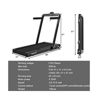 4.75HP 2 In 1 Folding Walking Pad Treadmill with Remote App Control