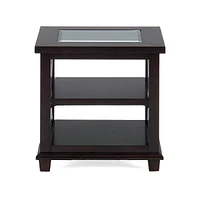 Panama Brown Contemporary Wood and Glass End Table